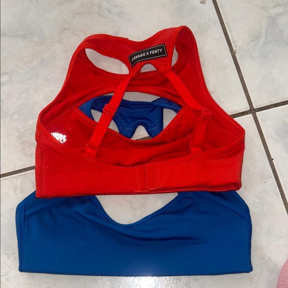 Savage X Fenty Bold Red and Blue Sports Bras